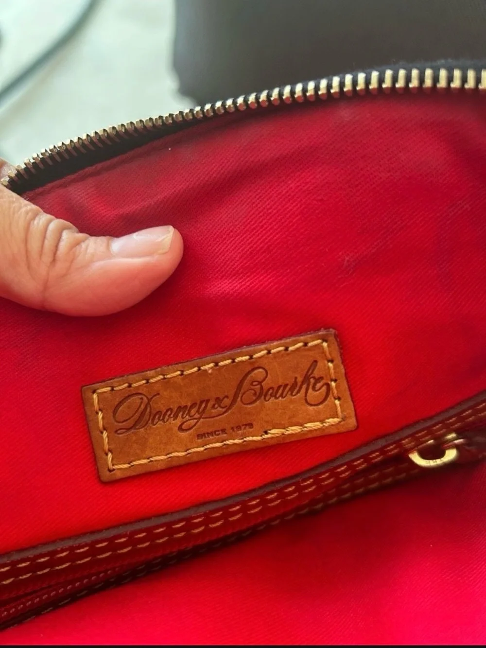 Dooney & Bourke Black Duffel with Brown Leather Trim